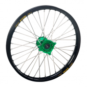 Колесо переднее 21-1.60, черный обод, зеленая ступица, 22 мм HAAN WHEELS Rex для KAWASAKI KXF250 21-.. KXF450 19-..
